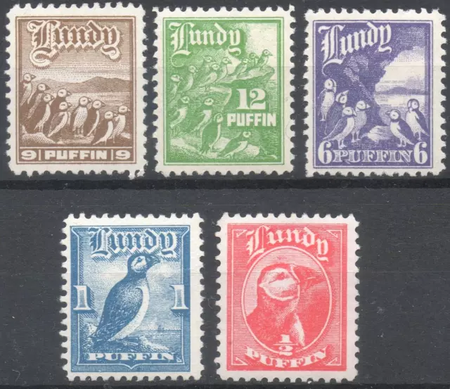 GB Lundy Island 1929-30 KGV First Puffin Definitives plus Additional values MNH