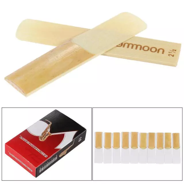 ammoon 10-pack Pieces Strength 2.5 Bamboo Reeds for Eb Alto Saxophone Sax X5Q7