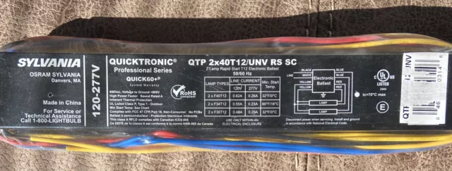 Sylvania Quicktronic QTP 2X40T12/UNV RS SC 120-277V Electronic Ballast Sealed