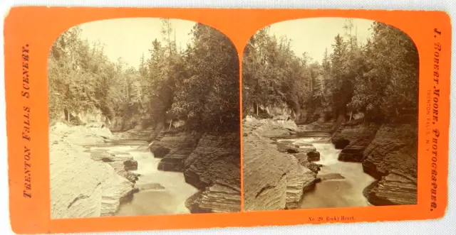 Rocky Heart Landscape Scene Trenton Falls, N.Y. - Stereoview Card - Stereoscope
