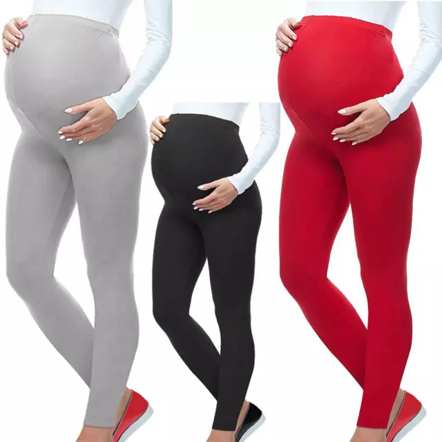 New Maternity Cotton Leggings Full Ankle Length Pregnancy Comfortable Plus Size