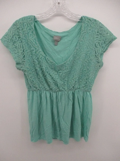 Vanity Large Cap Sleeve V Neck Empire Waist Lacey Overlay Shirt