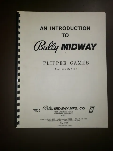 Introduction to Bally Flipper Games 1983 Rev. (EM Pinball Repair Book/Manual)