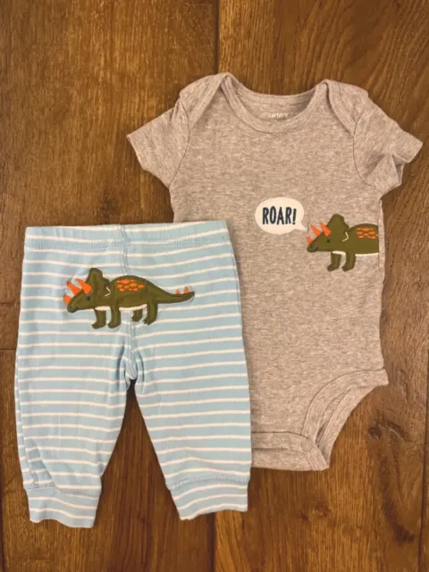 Carters Baby Boy Outfit Two Piece Shirt Pants Romper 3 Mo Dinosaur Roar Spring