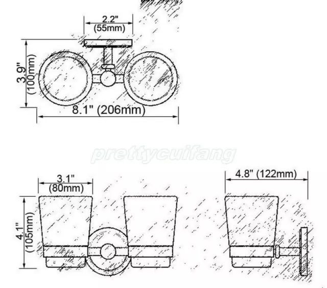 Antique Brass Double Tumbler Cup Holder Toothbrush Holder Bathroom Accessory 2