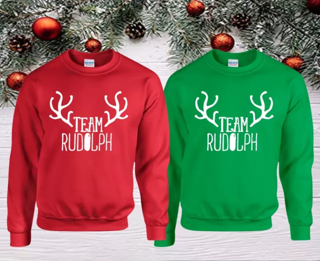 Team Rudolph Christmas Jumper Xmas Reindeer Xmas Holiday Winter Celebration Top