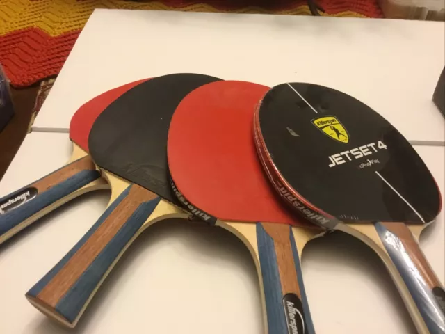 4 Ping Pong Paddle Jet Set 4 Professional Basic Rubbers Flared Handle Design