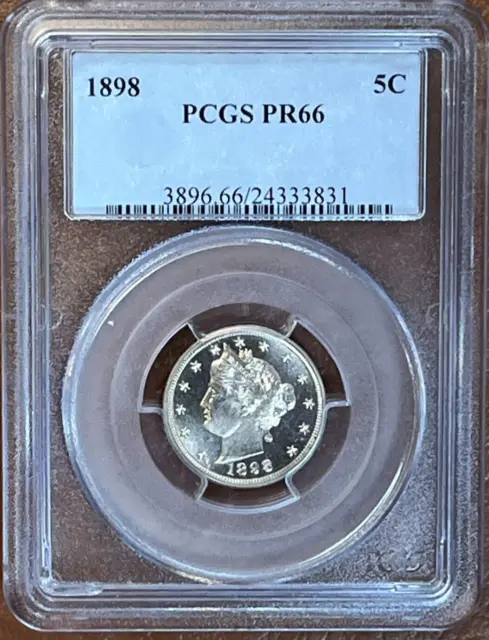 1898 P Proof Liberty "V" Nickel 5C PCGS PR66