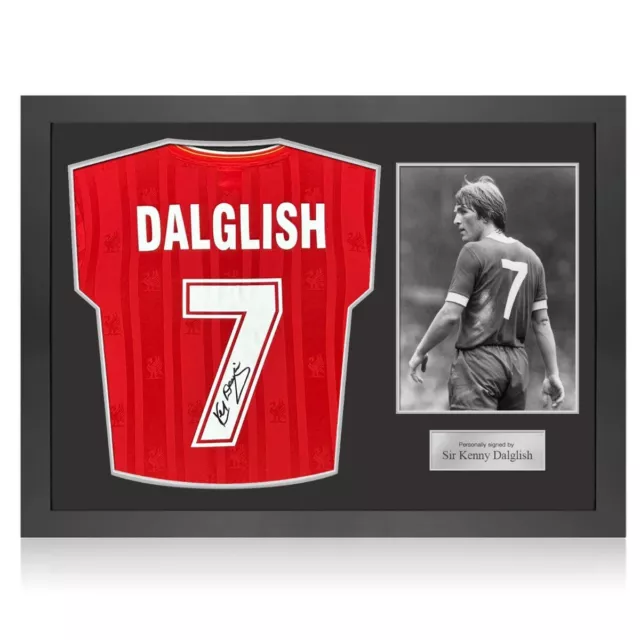 Von Kenny Dalglish signiertes Liverpool-Trikot. Symbolrahmen