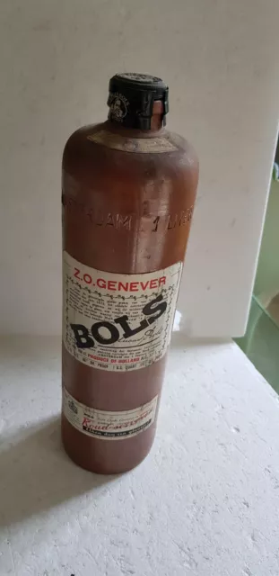 Ancienne bouteille en gres Z.O. GENEVER BOLS PRODUCE OF HOLLAND * RARE non ouver