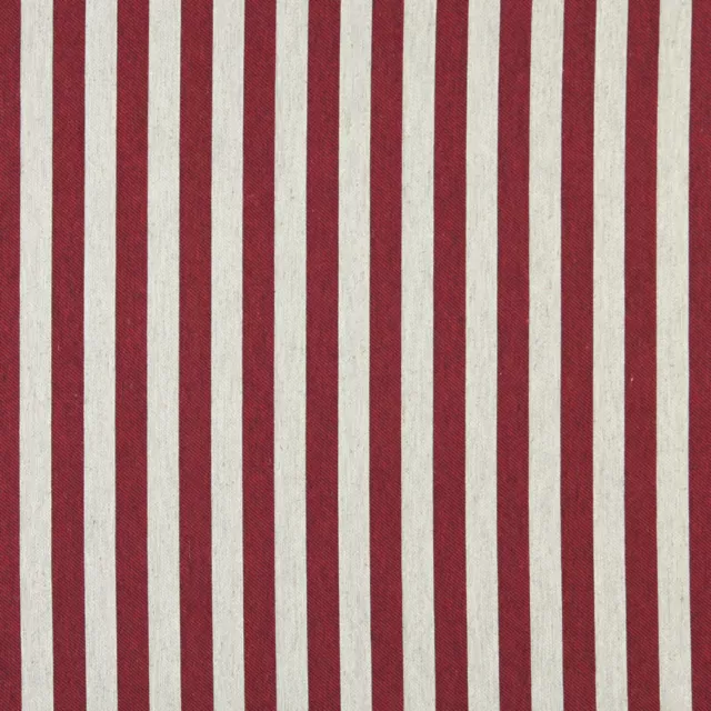 A0009A Red Off White Striped Designer Quality Upholstery Fabric By The Yard