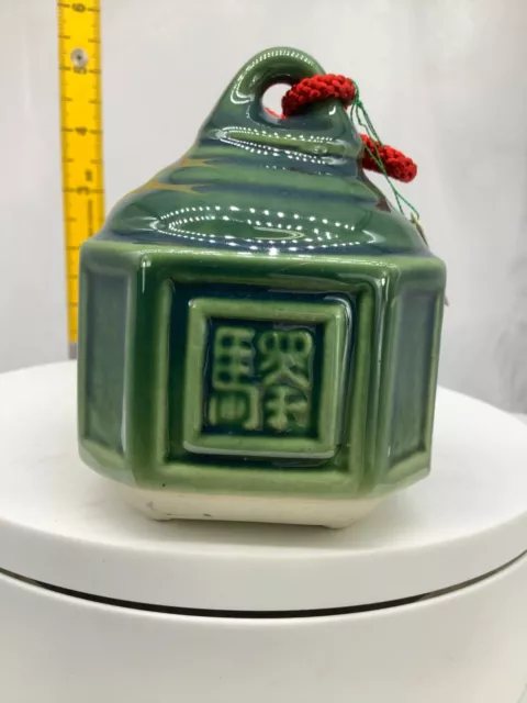 Japanese Clay Bell Ceramic Dorei Asian Antiques  station bell 3.1x3.1x3.9inch