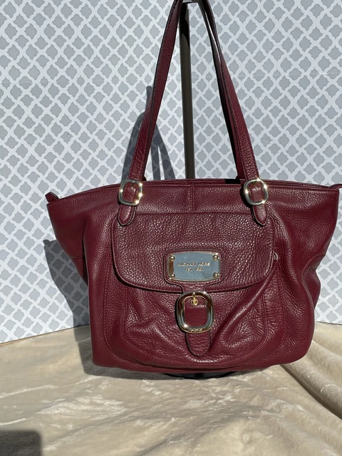 Michael Kors Husdon purse tote pebbled leather Maroon Rare Style & Color Large