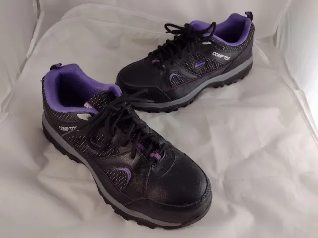 Skechers Work 76528 Women's Composite Toe Work Shoes Size 9.5 Purple Black