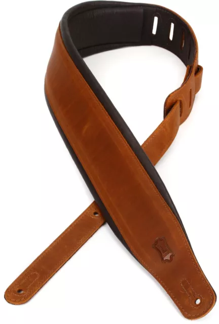Levy's PM32CH-TAN 3" Wide Garment Leather Guitar Strap - Tan Sweetwater