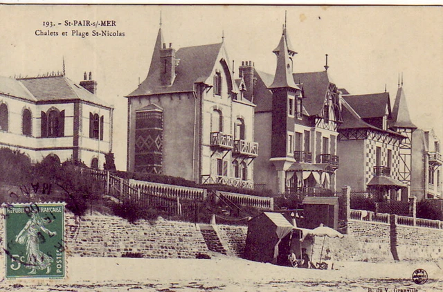 CPA 50 Granville Donville ST PAIR sur MER Chalets Villas & Plage St Nicolas1906