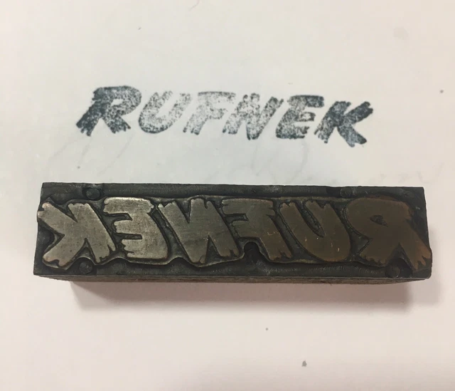 VINTAGE PRINTING Printers Block Rufnek 2 1/2” X 5/8”