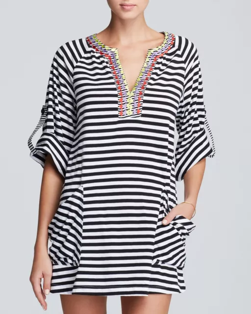 $144  NWT   Nanette Lepore   SMALL MERENGUE TUNIC SWIM COVER EMBROIDERED