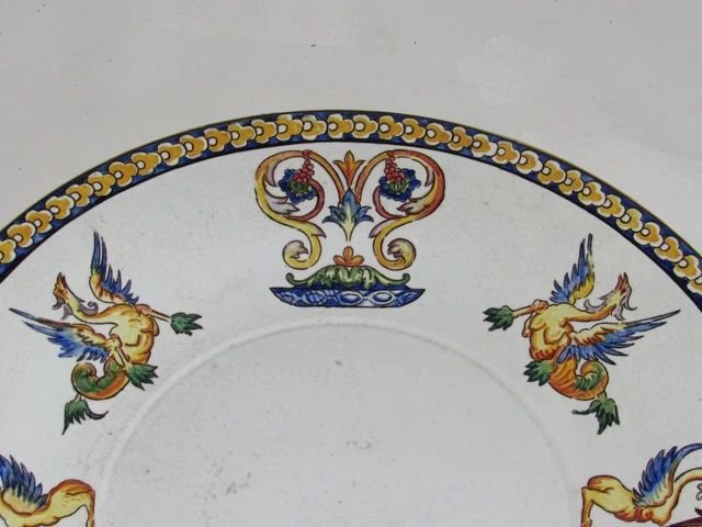 10H4 Ancien Plat De Service En Faïence Signe Gien Decors Renaissance 4