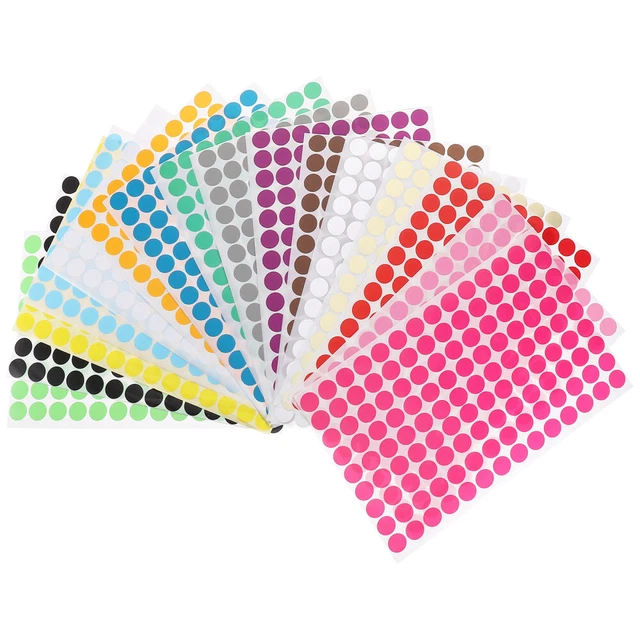 16 Sheets of Classify Labels Adhesive Dot Labels Colored Circle Label Stickers