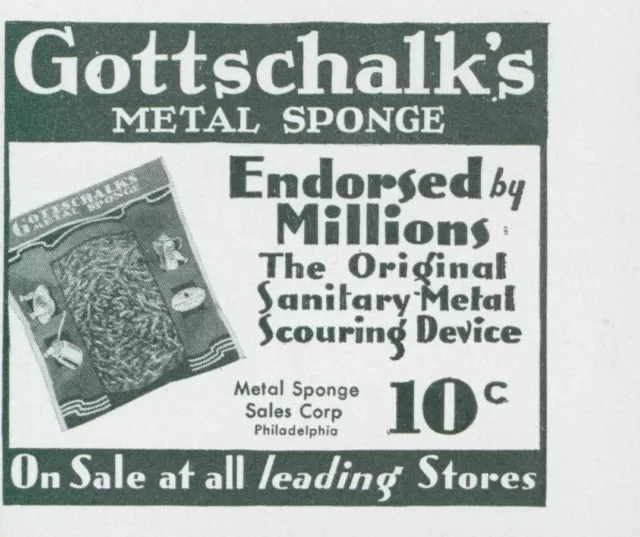1936 Gottschalks Metal Sponge Sanitary Scouring Device Vintage Print Ad GH1