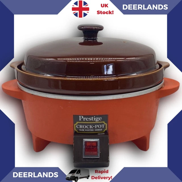 VINTAGE PRESTIGE CROCKPOT Ceramic Electric Orange Slow Cooker Made In