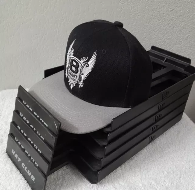 New Era Slat Wall Hanging Black Hat Cap Holding Rack Shelves Set Of 5 Mixed