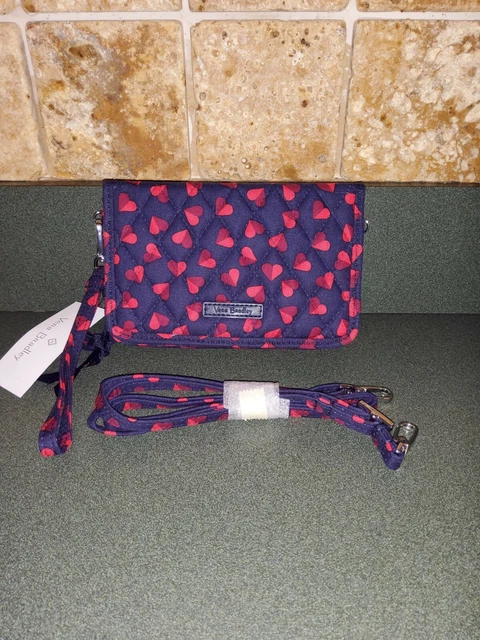 New Vera Bradley Rfid 3 in 1 Wallet Crossbody Sweet Hearts