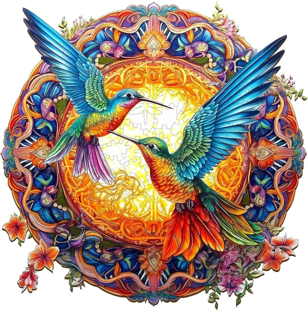 Wooden Puzzle for Adult, 200 Pcs Mandala Hummingbirds Wooden Jigsaw Puzzles - 11