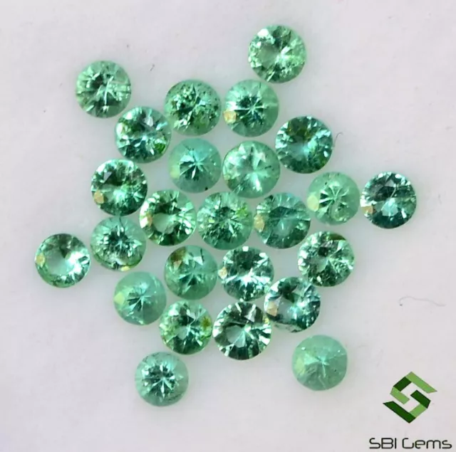 2 mm Natural Emerald Round Diamond Cut Lot 25 Pcs 0.77 Cts Untreated Loose Gems