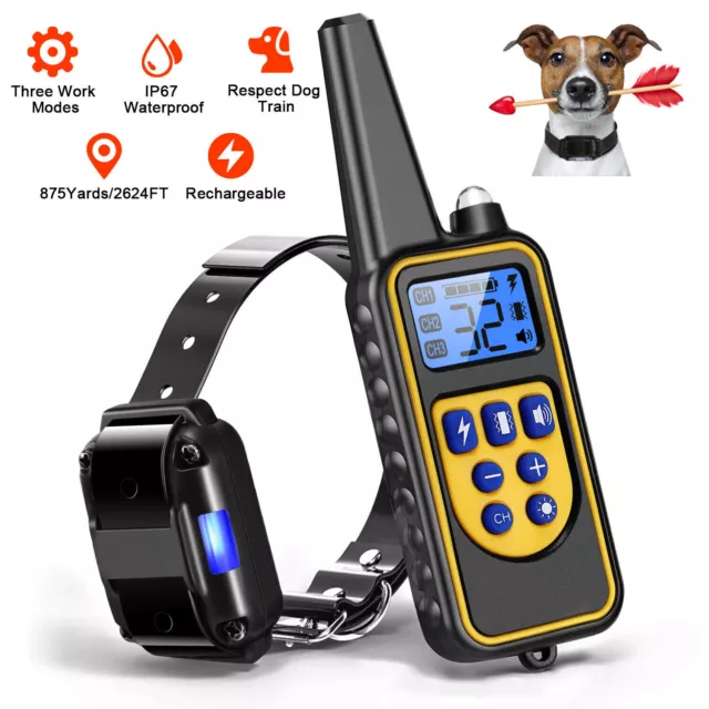 2625ft Remote Dog Shock Training Collar Pet Trainer Remote+Receiver Pet Dog Safe