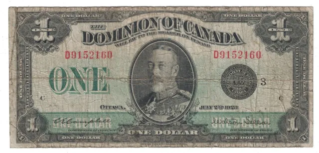 Dominion of Canada - 2.7.1923 One Dollar Banknote (P-33n)