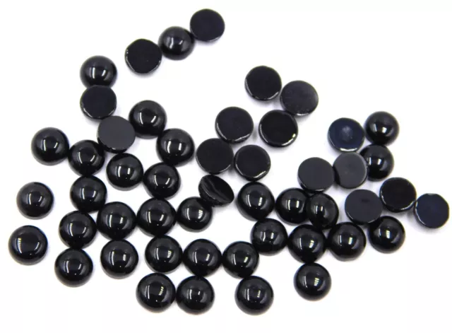 5 MM Natural Black Onyx Round Cab Lot Loose Gemstone For Jewelry Making H-2565