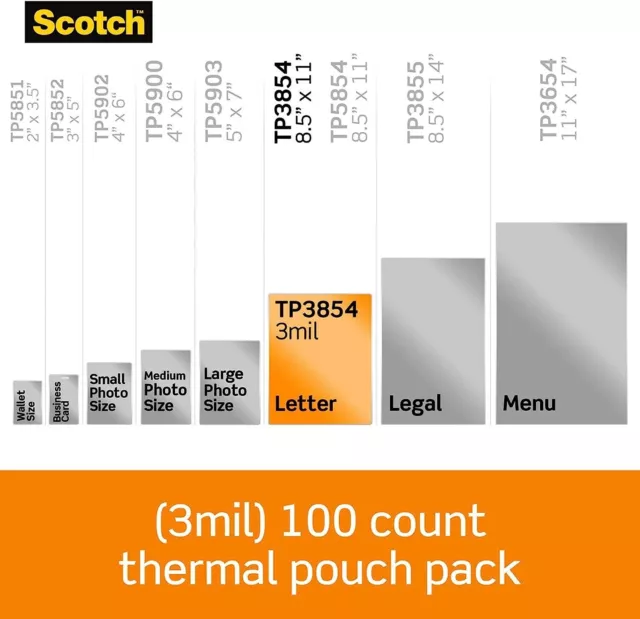 Scotch Thermal Laminating Pouches, 8.9 x 11.4", pack of 100 2