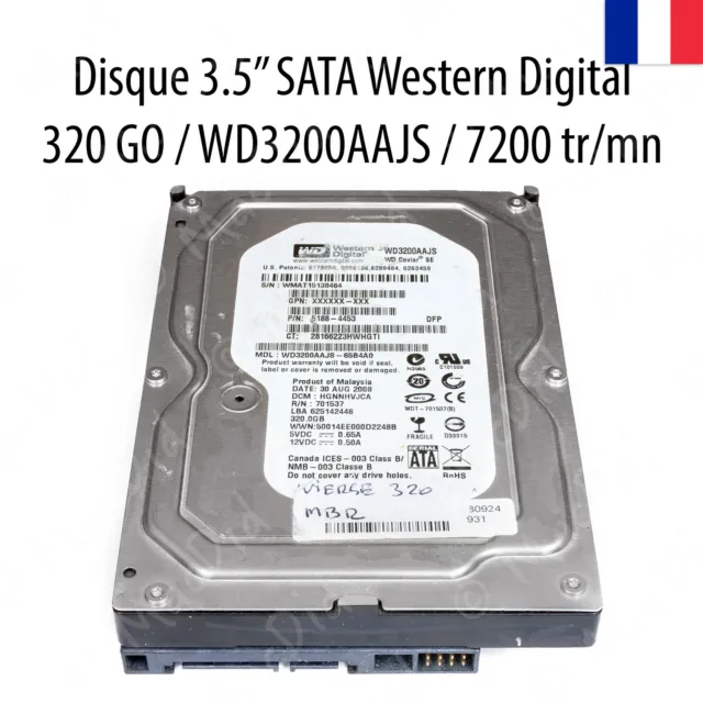 WD3200AAJS Western Digital WD3200AAJS-65B4A0 320 GO 7200 tr/mn Disque dur 3.5"