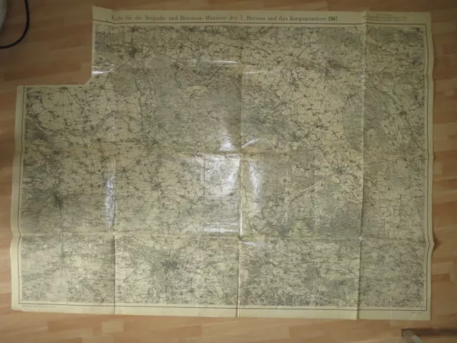 7. Division Landkarte Karte für Manöver 1907 Gegend Leipzig Halle Wurzen ...