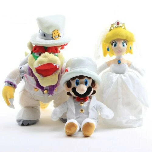 SUPER MARIO BROS Wedding Bowser Princess Peach Plush Toys Stuffed Doll