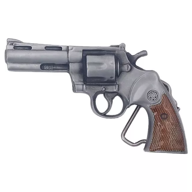 Western Six Shooter Pistol Gun Style Belt Buckle All metal Cowboy Revolver