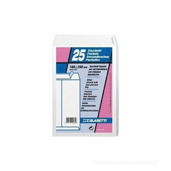 100 100x Buste a sacco Blasetti 16x23 cm Bianco Self Strip