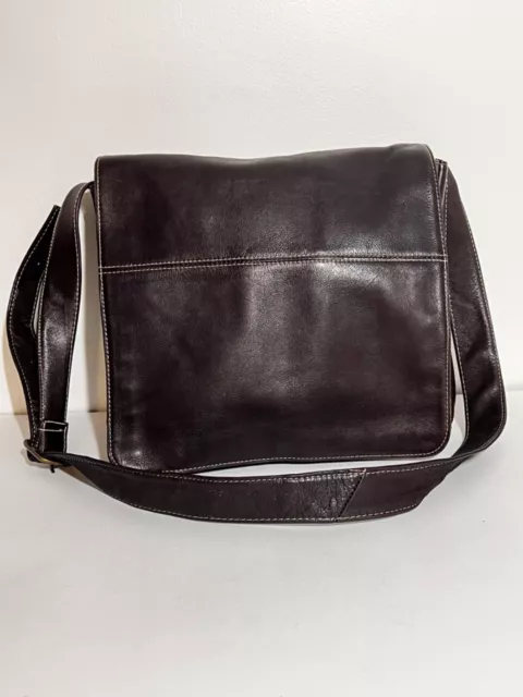 Latico EUC Dark Brown Leather Crossbody Bag Organizer Carry On Travel Messenger