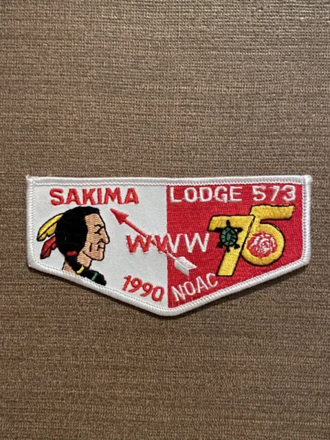 1990 Sakima Lodge 573  Order of the Arrow 75th Anniv OA Flaps