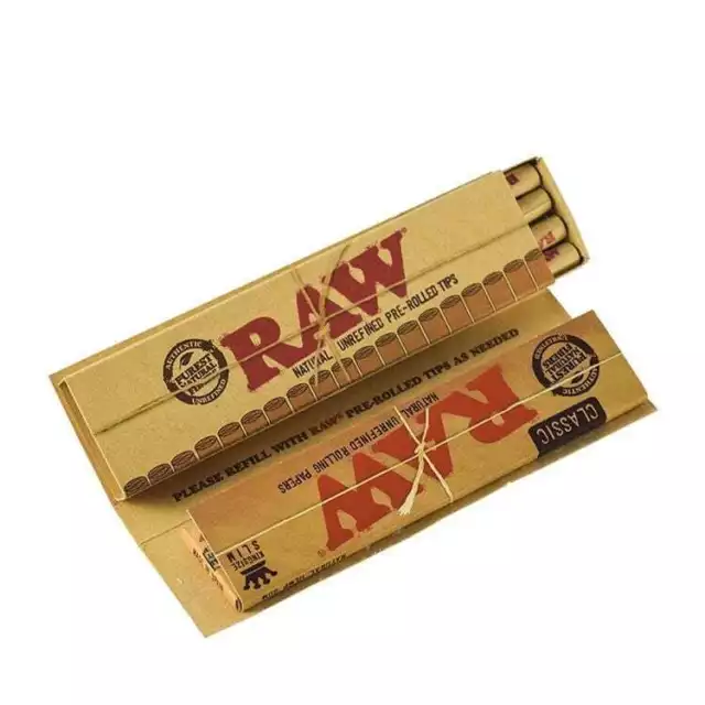 RAW Natural King Size Slim Rolling Papers + Pre Rolled Tips Classic Connoisseur 2