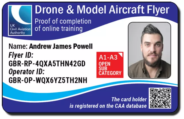 CAA Registered Drone Flyer Operator ID card, Stickers, Lanyard, Holder - NEW