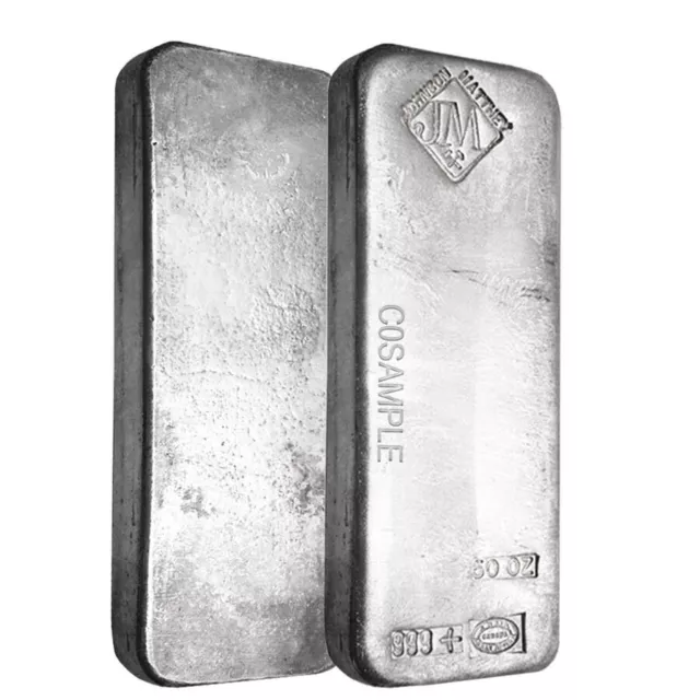 50 oz Johnson Matthey (JM) Silver Vintage Bar .999 Fine