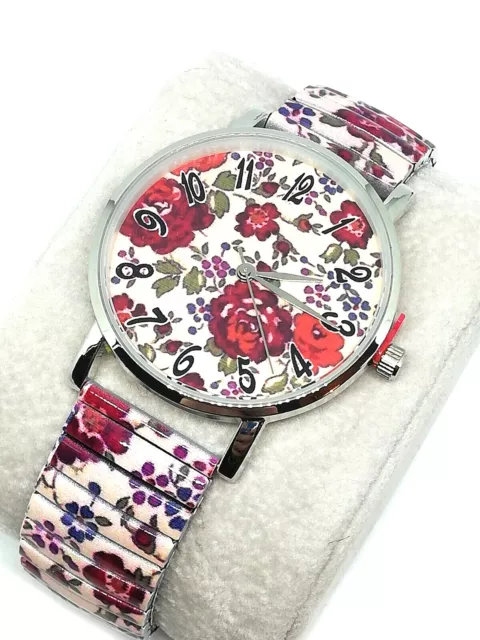 Montre femme tendance motif fleurs fleurie rose - Montre Quartz - V2