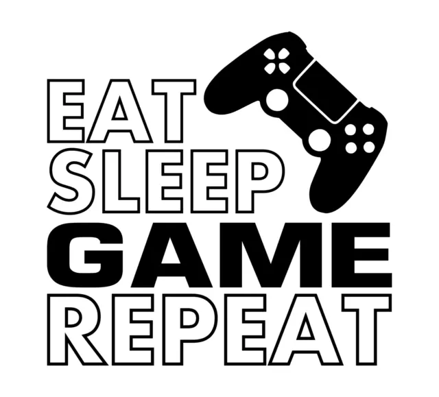 Adesivo da parete Eat Sleep Game Ripeti decalcomania gioco camera trasferimento Xbox PS5 vinile D