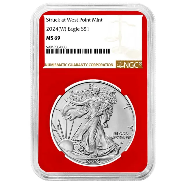 2024 (W) $1 American Silver Eagle NGC MS69 Brown Label Red Core