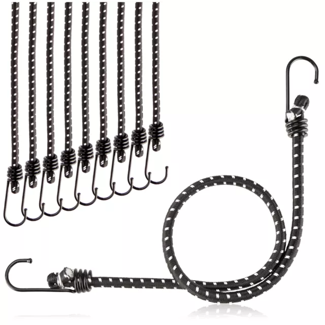 10-teiliges Set Gummispanner mit reflektierenden Streifen - Gepäckspanner - 59cm