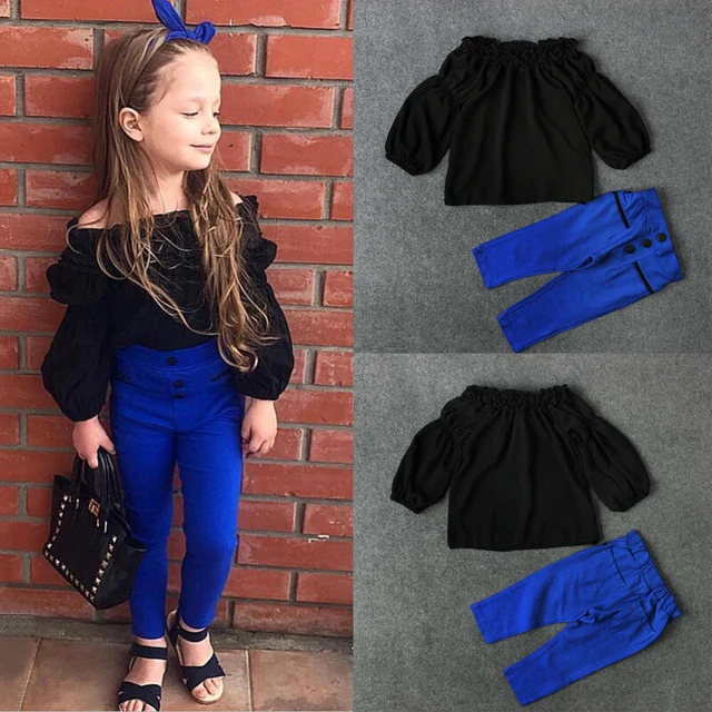 Toddler Newborn Baby Girl Off Shoulder Tops Pants Set Infant Outfits Clothes