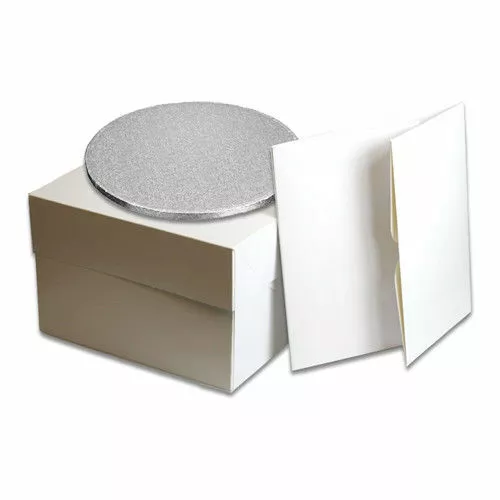 White Cake Boxes with Lids and double (3mm) thick Boards 8"10"12"14" & 16" inch